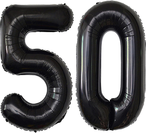 Black 50 Number Balloons, Giant Jumbo Foil Mylar for 50th Birthday Party Supplies