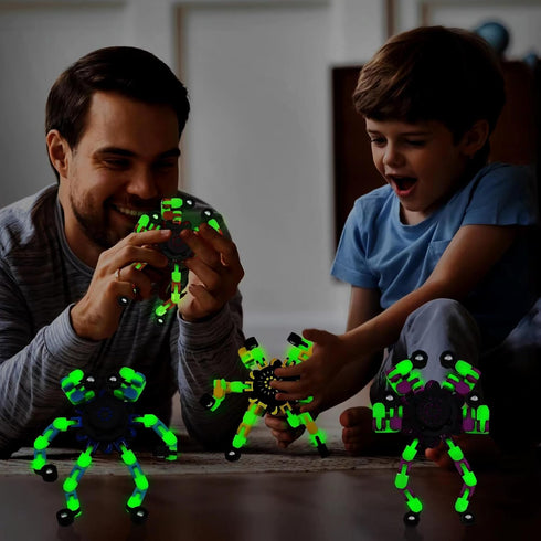 Wecsv (8 Pack) Fidget Spinners, DIY Transformable Chain Robot Finger Spinner, Glow in The Dark Deformable Creative