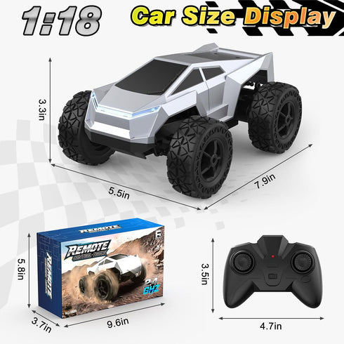Hepoasky 1:18 2.4GHz 4 5 6 7 8 9 10 4-6 6-8 8-12 Scale Remote Control Car Truck, All-Terrain RC Car Toy with LED