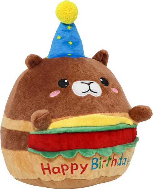 CAIYUEGG Hamburger Capybara Plush Stuffed Animal Capybara Plush Wear Birthday Hat Kawaii Stuffed