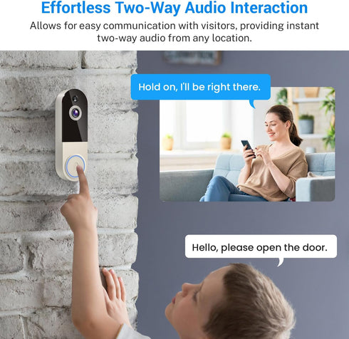 Lunelyx 2.4G Lunely Wireless Video Doorbell Camera, Smart Outdoor Surveillance Cam, Live View, Cloud Storage, AI Human