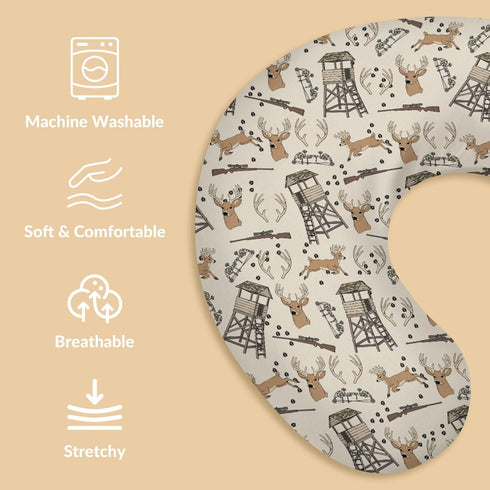 Cstdyfrv Deer Hunting Nursing Pillow Covers Hunter Tree Stand Removable Breastfeeding Slipcover Wild Animals Hunter