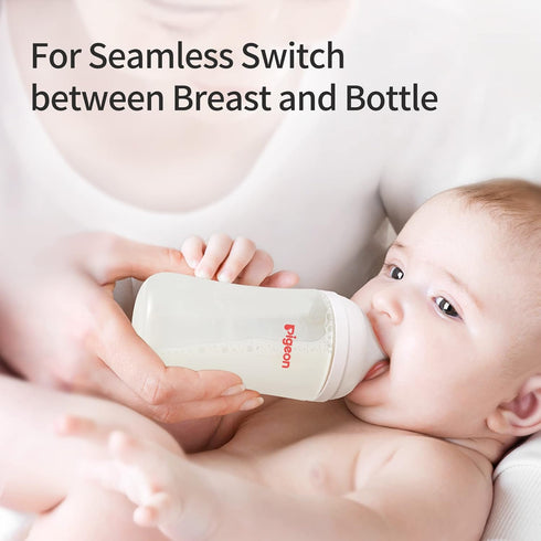 Pigeon PP Nursing Bottle Wide Neck, 5.4 Oz (Pack of 4), Natural Feel, Easy to Clean, Includes 4pcs SS Nipples (0m+)
