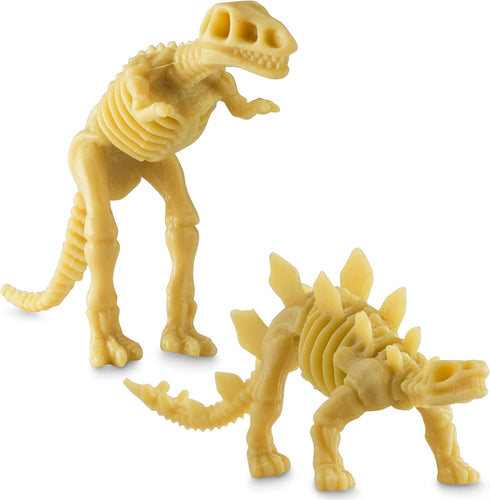 Bedwina Dinosaur Fossil Skeleton Pack of 24, 3.7 Inch Assorted Plastic Dino Figure Bones for Kids Science Dig Kit
