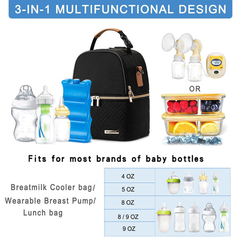 Pack 6 9 Breastmilk Cooler Bag with Ice Fits Baby Bottles up to Ounce, Breast Milk Pump Cooler Bag with Shoulder Strap