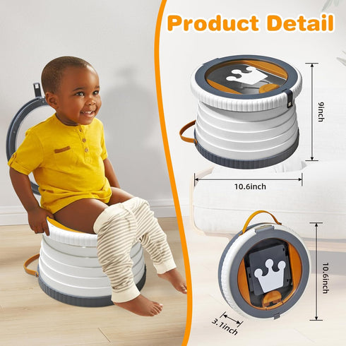 30 Portable Potty Chair for Toddlers with Splash-Proof Design, Foldable Travel Potty with Bag & Refills - Kids Toilet