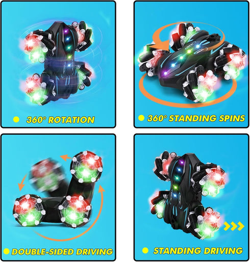 Car,360 Age6-8 8-12 Upgraded Gesture Sensing RC Stunt Spins Double-Sided Hand Controlled RC car Spray Watch Remote