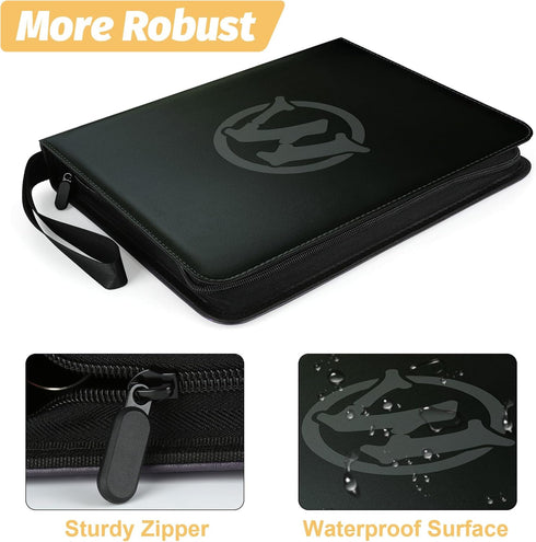 Trading Card Binder, 9-Pocket Album Holds 720 Cards, Premium Collector Card Folder for MTG, TCG, Yugioh, Black