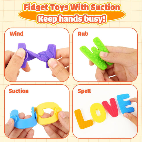 Sensory Alphabet Toys for Kids Toddler: Textured Fidget Toys with Sucion Cup - ABC Educational Toy Preschool Learning