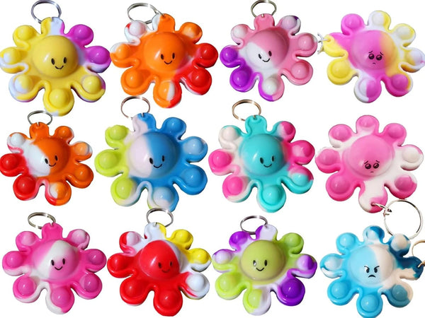 30 Packs Bulk Octopus Backpack Keychain, Mini Pop Fidget for Students Gifts and Christmas Party Favors