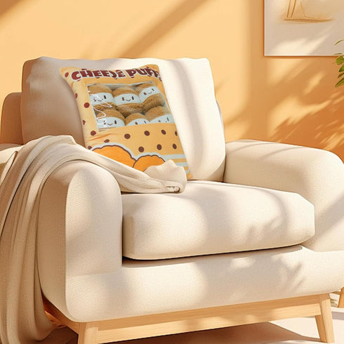 Cheesy Puffs Plush Pillow Stuffed Toy Game Pillow with Bag for Children Sleep Decoration