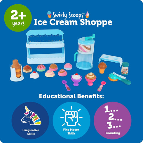 Playset, Learning Resources Swirly Scoops Ice Cream Shoppe - Play Food Cones, Pretend Play Kitchen Preschool Toys