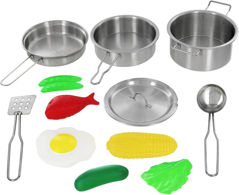 Click N Play Kids Kitchen Pretend Play Toy, Toddlers Stainless Steel Pot