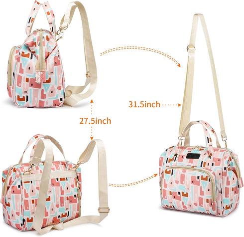 Pink Small Diaper Bag Backpack, Waterproof Multi-Function Mini Tote Maternity Travel Backpack with Insulated Pockets