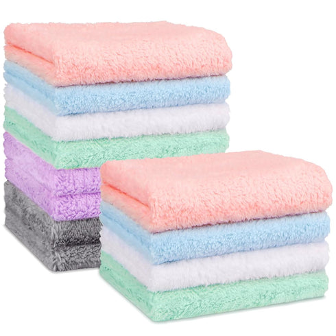 Orighty Baby Washcloths 12 Pack, Microfiber Coral Fleece Baby Face Towels, Soft