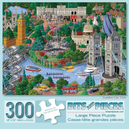 Bits and Pieces - 300 Large Piece Jigsaw Puzzle for Adults - London City View by Artist Joseph Burgess
