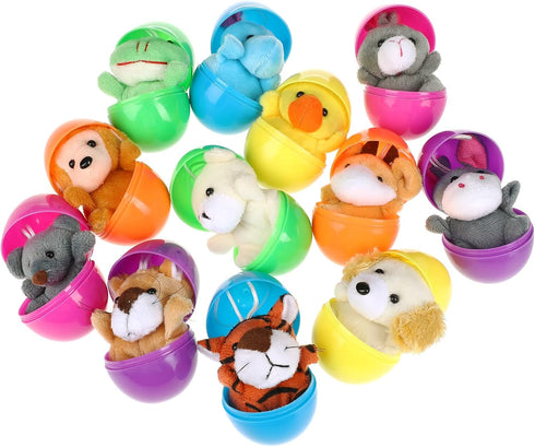 12 Packs BILLMOSS Prefilled Easter Eggs with Mini Plush Toys, Easter Basket Stuffers Party Favors for Kids Easter Eggs