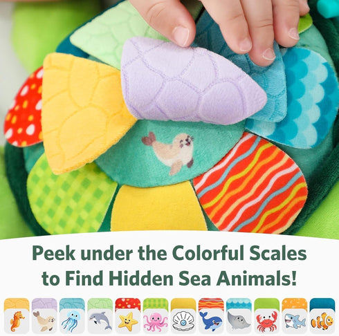 6 1 Tummy Turtle Baby Sensory Toy, in Montessori Time Texture Toys, Flip Scales & Multi-Textured Belly & Rattle
