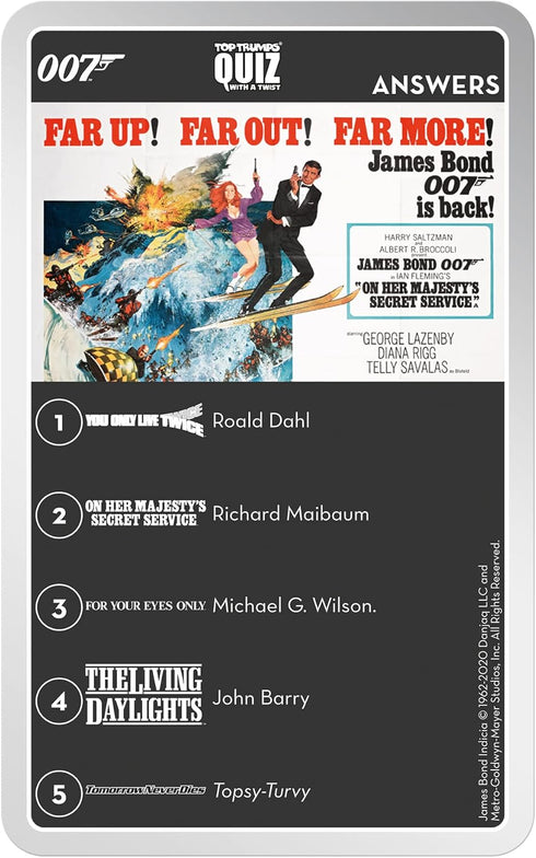 Top Trumps James Bond Movie Trivia Game - Quiz Games for Kids and Adults, Great Travel Games