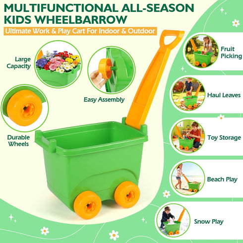 FHOZGECY Set, Wheelbarrow Set 3-8 Kids Gardening Outdoor Toys with and Kids Garden Tools, Toddler Gardening