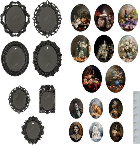 1/12 7pcs 14 Set iLAND Scale Accessories of Tiny Frames with Miniature Pictures for Dollhouse Miniatures Dcor Also Elf
