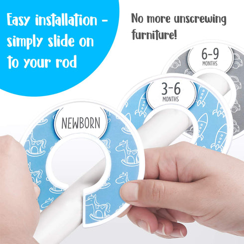 Baby Closet Dividers (Baby Blue) by Eli with Love – Set of 8 Size Dividers for Boys’ Nursery Closet