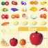 Sets Pretend Play Food for Kids Kitchen, Cutting Toy Food with Apple Basket, Play Kitchen Accessories for Toddlers