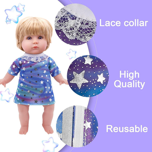 Alive Doll Clothes and Accessories - 6 Sets of Baby Doll Dresses for 10-12 Inch Girl Dolls, Great Gifts