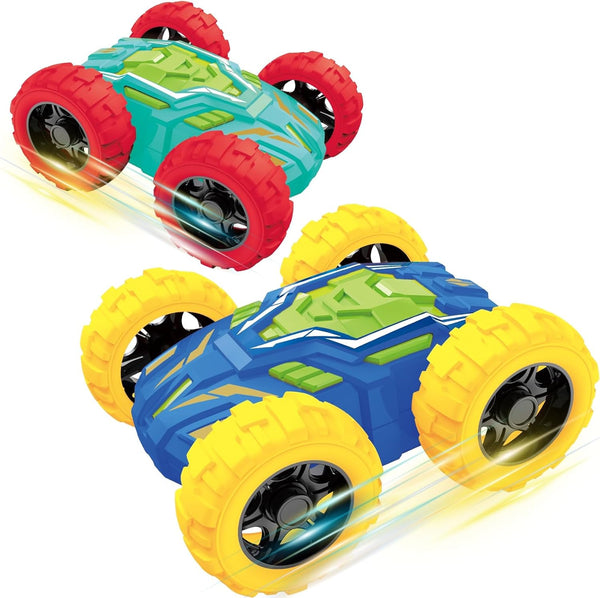 MSHALADE Toys Cars for Ages 2-4, Double-Sided Monster Truck Toys, Stunt Push