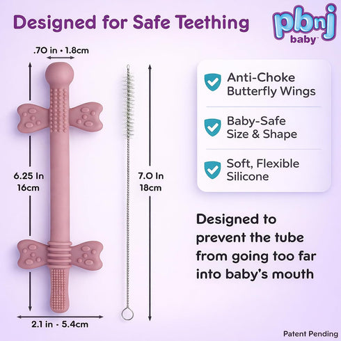 36+ 6 Pack PBnJ Baby Silicone Teether Tubes for Babies, Infant Teething Toys, Soft Chew Sticks for Sore Gums, Baby