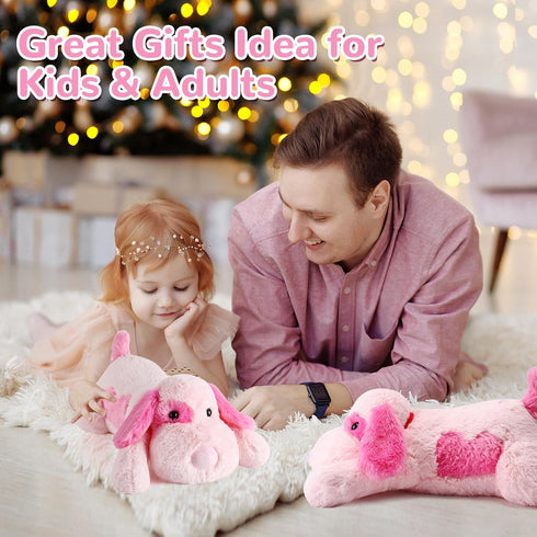 22 Inch 4.5 (22" 4.5 lbs) meowtastic Pink Dog Weighted Stuffed Animals - Pounds Weighted Plush Dog Stuffed Animals