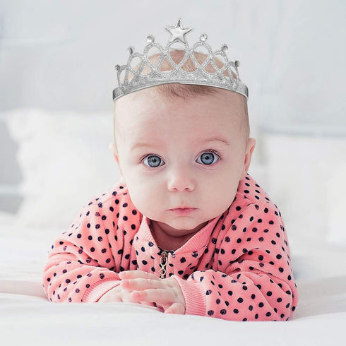 Beaupretty 2PCS Baby Girls Crystal Crown Tiara Hair Belt Headband, Soft Headwrap, Princess Hair Accessories