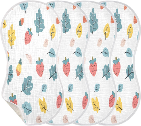 YETTASBIN Strawberry Leaves Muslin Baby Burp Cloth, Super Soft Absorbent Cotton Burp Rag Baby Bibs Feeding Cloth