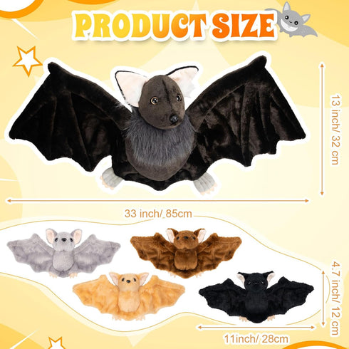 5 Set 13 Inch Mommy 4 Civaner Pcs Goth Stuffed Bat Plush Toy Bat Stuffed Animal with Babies Gothic Plushies Dolls
