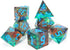 Handmade Sharp Edge Color DND Dice, 7 Piece Polyhedral Dice for TTRPGs, Dungeons and Dragons, Ice Tea with Mint