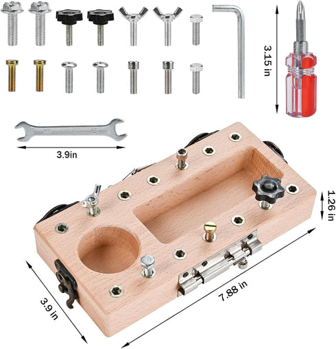 Set 3 4 5 Montessori Screwdriver Board with Lock and Key, Montessori Toys for Year Old, Wooden Screw Driver Activities