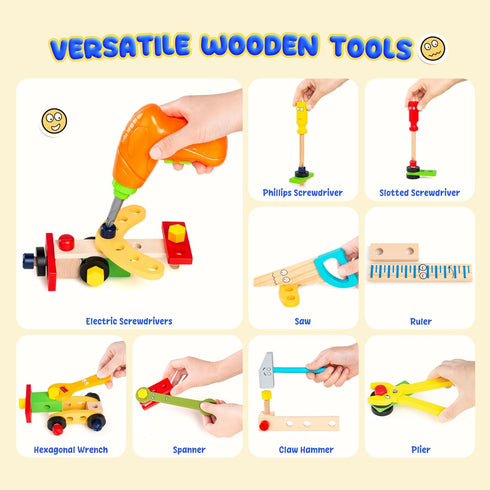 Set 2 3 4 5 6 41 Kids Tool with Drill, Montessori Toys for Years, Toddler Toys Easter Basket Stuffers, Pcs Wooden STEM