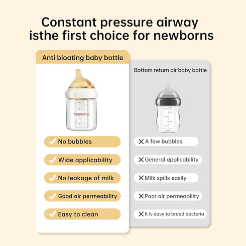 5oz 0-6 2 Pack 4pcs Natural Nursing Glass Baby Bottle - with Anti-Colic Vent System - BPA-Free, with Medium Flow