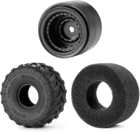 RCHUBAM 1.0" Wheel and Tire Set, 4Pcs 69mm * 33mm Large Sticky Crawler Tires with Wheels for 1/18 TRX4M 1/24 Scale RC