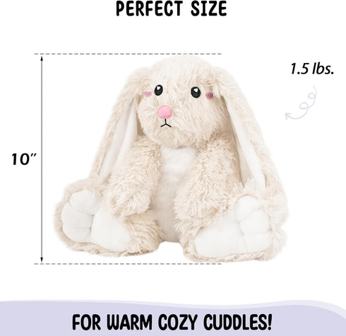 1.5 lb Cozy Bunny Microwavable Stuffed Animal Unscented Heating Pad Plush, Soft Bunny Toy for Relaxation and Comfort