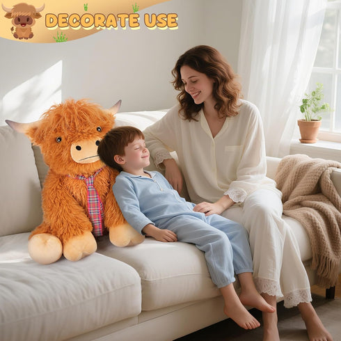 30", SuzziPals Giant Highland Cow Stuffed Animal Big Soft Giant Stuffed Animals, Highland Cow Plush Toys for Relaxation