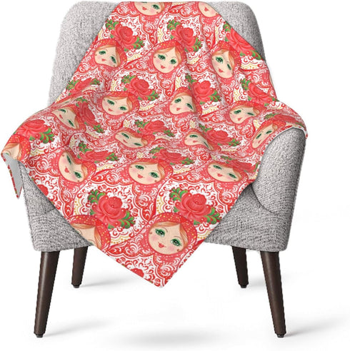 Duduho Cozy 40"X30" Traditional Russian Nesting Doll Baby Blanket Ultra Soft Throw Blanket All Season Warm Light Weight