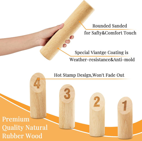 Wooden Tossing Game Set, 12PCS Numbered Block Toss Games with Scoreboard & Carrying Case, Outdoor Lawn Game for Teens,