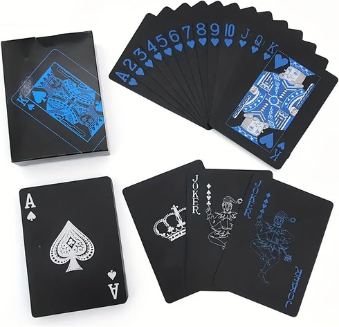 SFALCI 1pc Waterproof Plastic Poker Playing Cards PET Table Games Halloween/Thanksgiving Day (Blue x Silver)