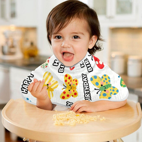 decor gift 4 Pack 22x11in Cotton Burp Cloth Breathable Happy Birthday Cute Butterfly spit up Cloth for Newborns
