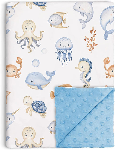 Buerhanerry Under The Sea Baby Blankets Neutral for Boys Girls, Ocean Animals Toddler
