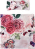 Set Galabloomer Newborn Receiving Blanket Headband Baby Flower Rose Swaddle with Big Bow (Nostalgia Rose)