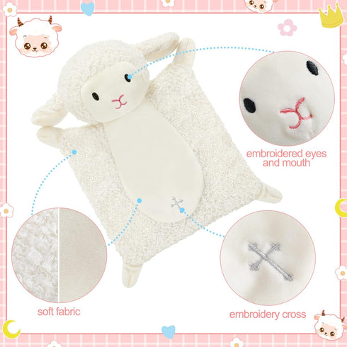 Panelee 2 Pcs Baptism Gifts - Baby Blessings Lamb Security Blanket for First Communion, Christening