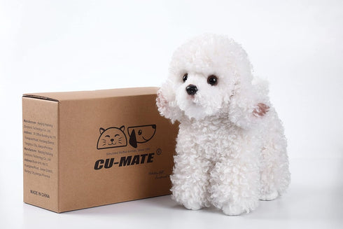12" CU-MATE Plush Poodle Dog Toys, Simulation-Realistic & Lifelike Soft Stuffed Animal Dog, Handmade Stuffed Dog Toys