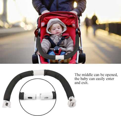 Zerone Universal Stroller Bumper Bar, Adjustable Grab Handle with Soft Grip for Baby Strollers, Detachable Safety